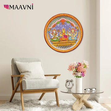 Hand-painted Pattachitra Tridevi Wall Plate gallery image by Maavni
