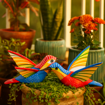 Hand-painted Pattachitra Kingfisher Set Of Birds Decor | Maavni
