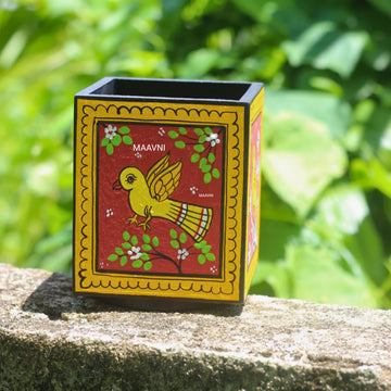 Hand-painted Pattachitra Bird Pen Stand by Maavni