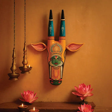 Hand-painted Pattachitra Cow Head Bharatanatyam Hand Painted D Cor