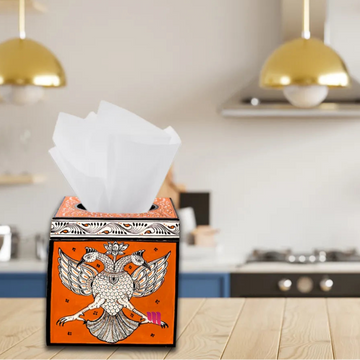 Hand-painted Pattachitra Ganda Bhairav Tissue Box Decor gallery image by Maavni