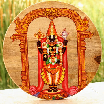 Hand-painted Pattachitra Tirupati Balaji Wall Plate by Maavni