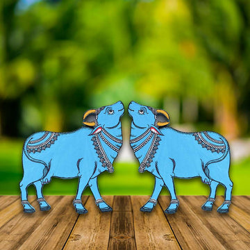 Hand-painted Pattachitra Cow Pair Cutouts Decor by Maavni