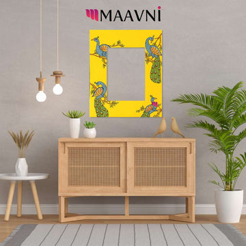 Hand-painted Pattachitra Peacock Photo Frame Decor gallery image by Maavni