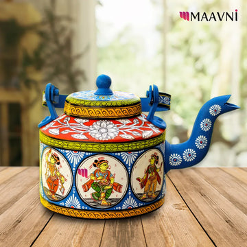 Hand-painted Pattachitra Dancer Girl Theme Kettle gallery image by Maavni