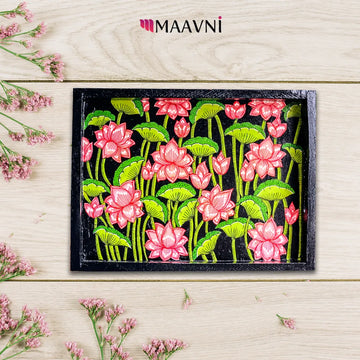 Hand-painted Pattachitra Lotus Tray Decor by Maavni