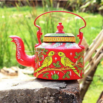 Hand-painted Pattachitra Parrot Kettle by Maavni