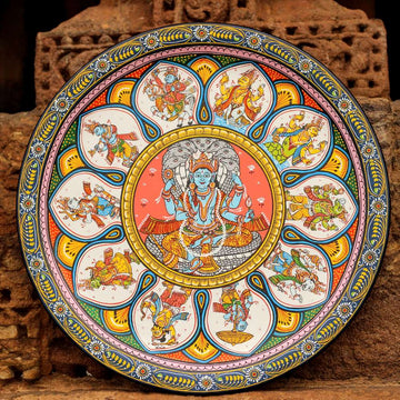 Hand-painted Pattachitra Vishnu Dasavatar Wall Plate by Maavni
