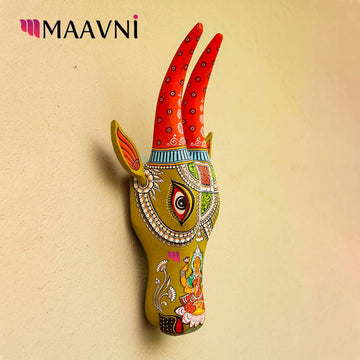 Hand-painted Pattachitra Laxmi Ji Cow Decor by Maavni