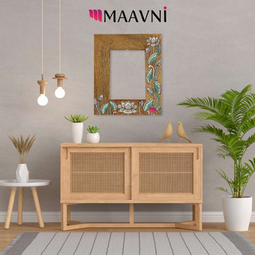 Hand-painted Pattachitra Lotus Photo Frame Decor gallery image by Maavni