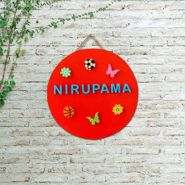 Hand-painted Pattachitra Round Kids Nameboard Decor by Maavni