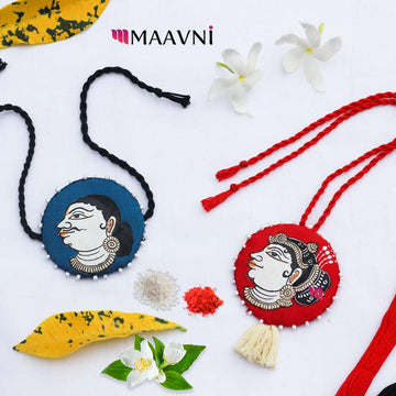 Hand-painted Pattachitra Bhai Bhabi Rakhi Set Festive Decor by Maavni