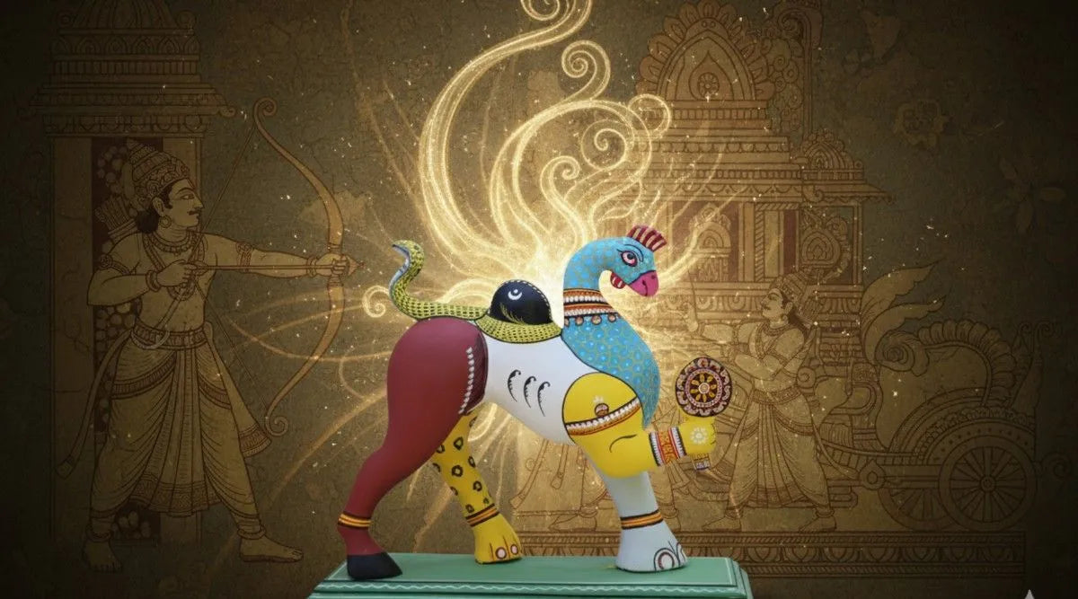 Lord Krishna as Navagunjara meeting Arjuna in the Odia version of Mahabharata | Maavni