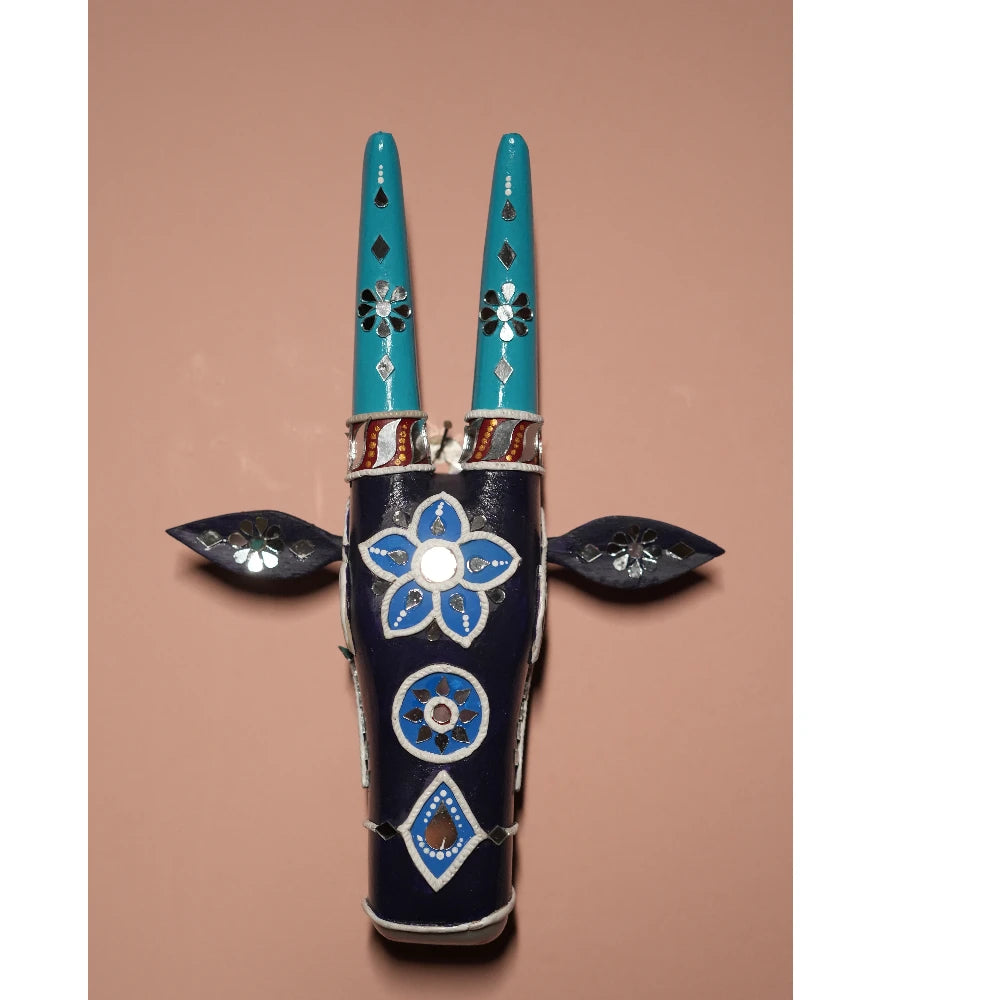 Hand-painted Pattachitra Cow Head Dark Sky Hand Painted D Cor Painting by Maavni
