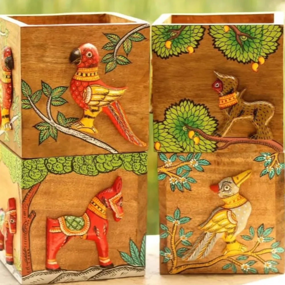 Hand-painted Pattachitra Planters Large Decor by Maavni