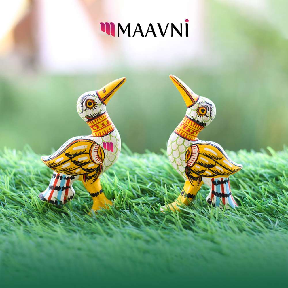 Hand-painted Pattachitra Crane Toy Cutouts Decor by Maavni