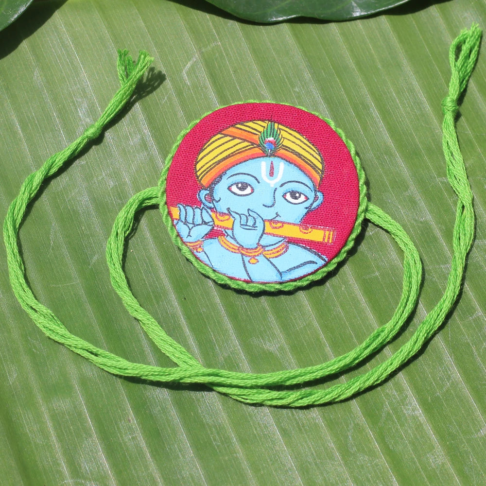 Hand-painted Pattachitra Krishna Rakhi Festive Decor by Maavni