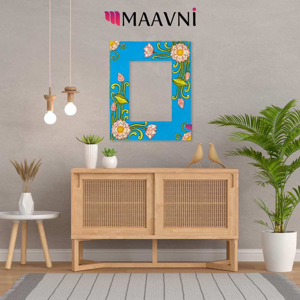 Hand-painted Pattachitra Lotus Photo Frame Decor gallery image by Maavni