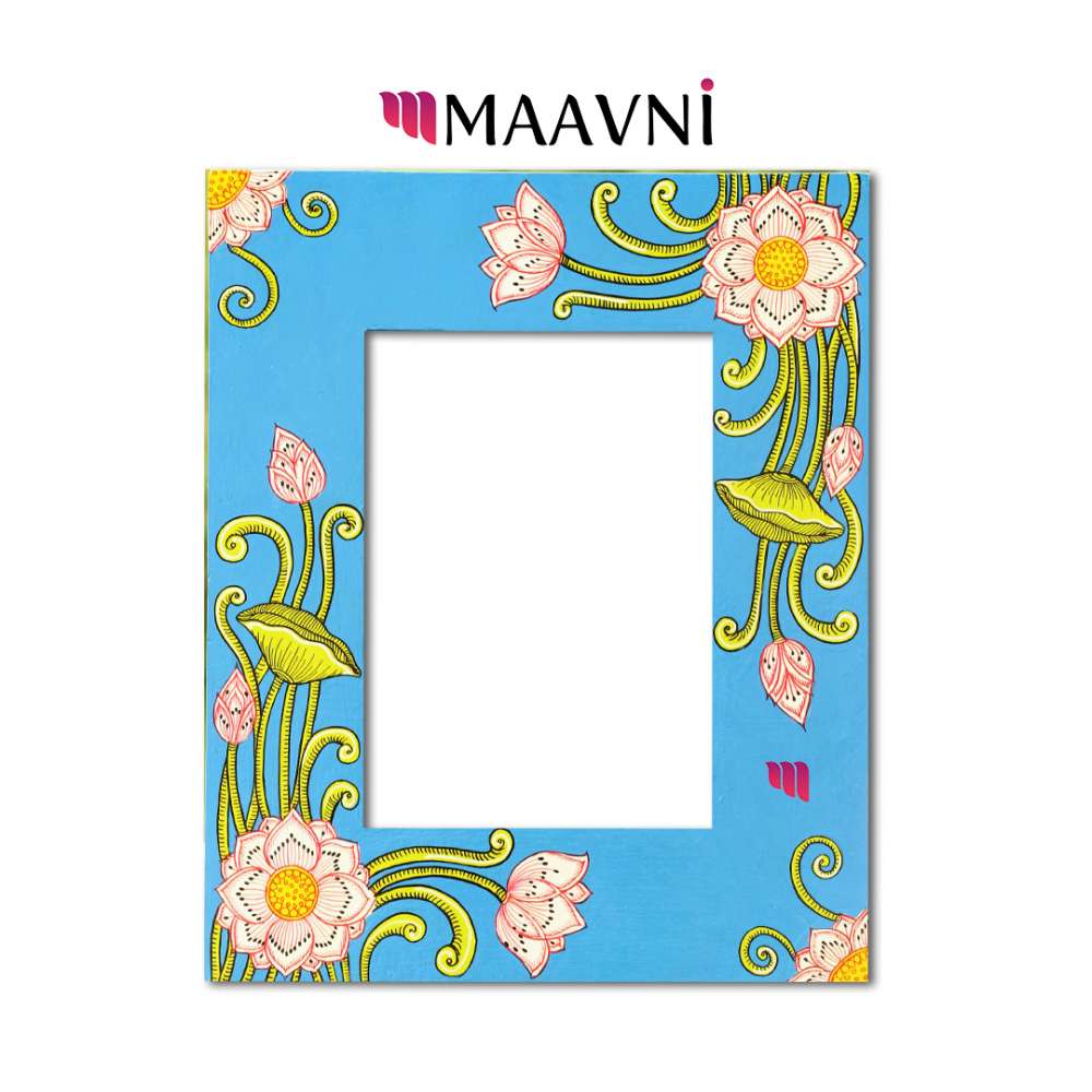 Hand-painted Pattachitra Lotus Photo Frame Decor by Maavni