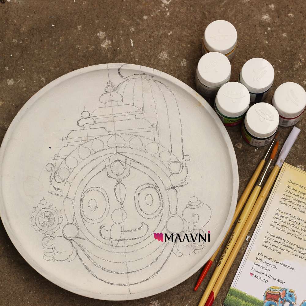Hand-painted Pattachitra Presketched Diy Wall Plate by Maavni