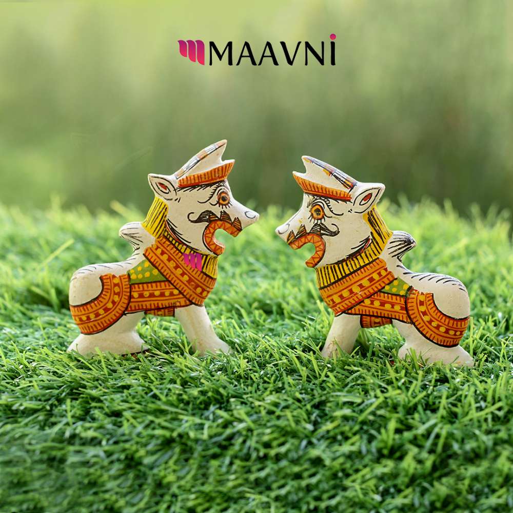 Hand-painted Pattachitra Lion Toy Cutouts Decor by Maavni
