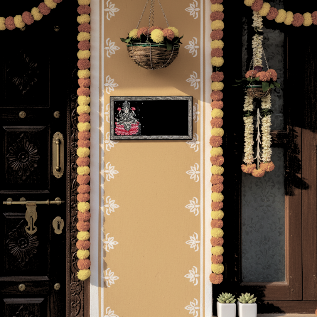 Handcrafted Lakshmi Pattachitra Plywood Nameplate