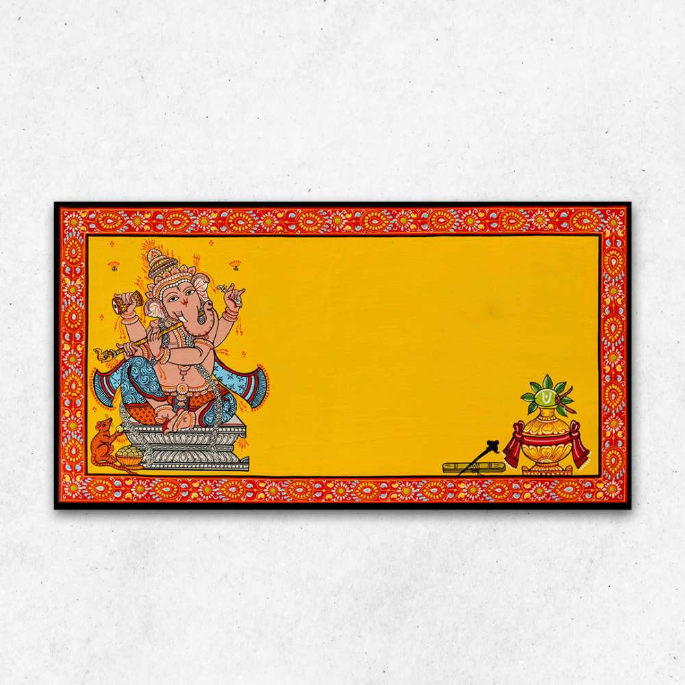 Hand-painted Pattachitra Ganesha With Kalash Wall Plate by Maavni