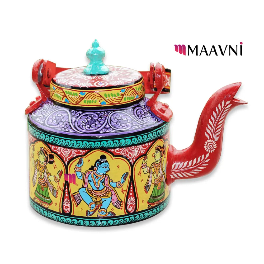 Hand-painted Pattachitra Nartaki Theme Kettle gallery image by Maavni