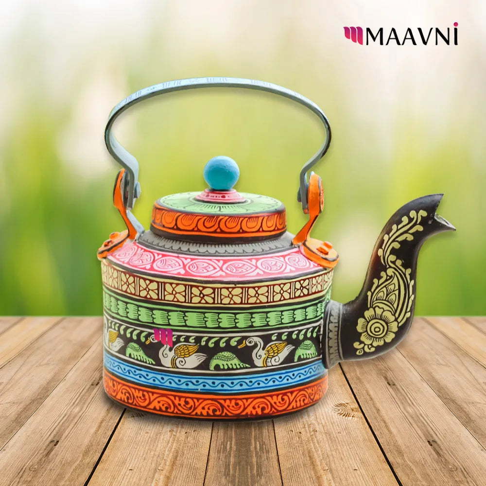 Hand-painted Pattachitra Swan Theme Kettle gallery image by Maavni