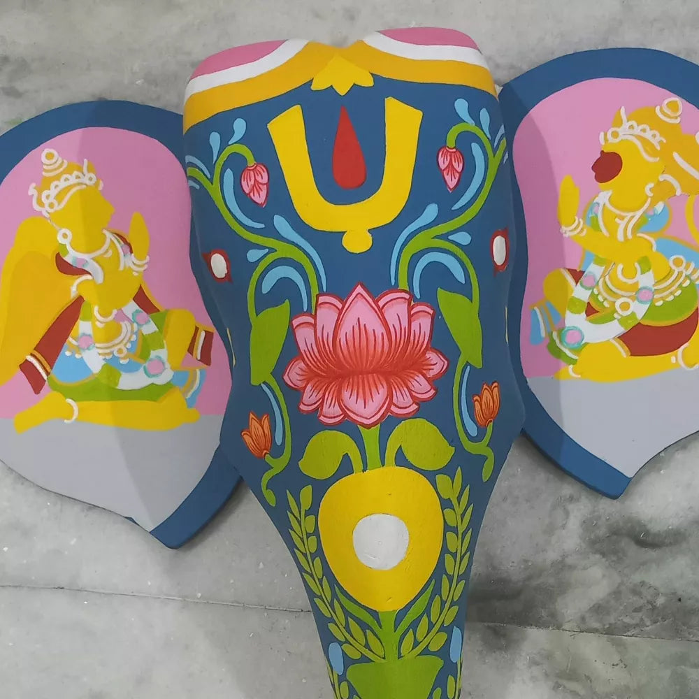 Garuda Pattachitra Hand-painted Pattachitra Elephant Garuda Hanuman Decor by Maavni