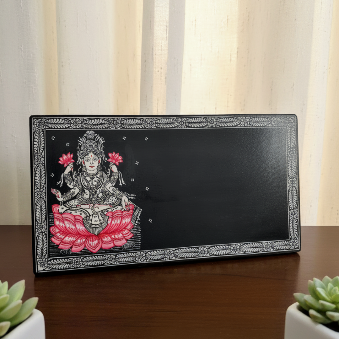 Handcrafted Lakshmi Pattachitra Plywood Nameplate