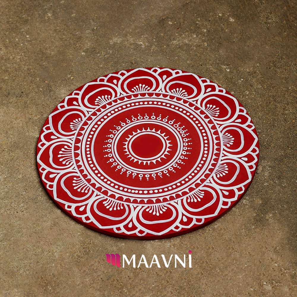 Hand-painted Pattachitra Odia Jhunti Style Rangoli Boards Pooja Room Decor gallery image by Maavni