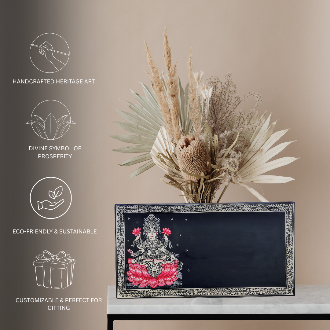 Handcrafted Lakshmi Pattachitra Plywood Nameplate