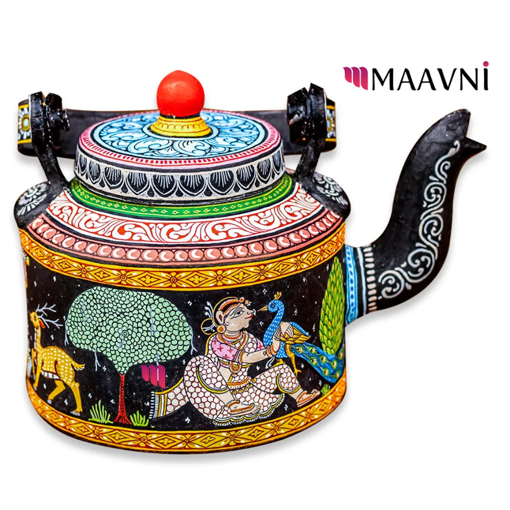 Hand-painted Pattachitra Jungle Theme Kettle gallery image by Maavni