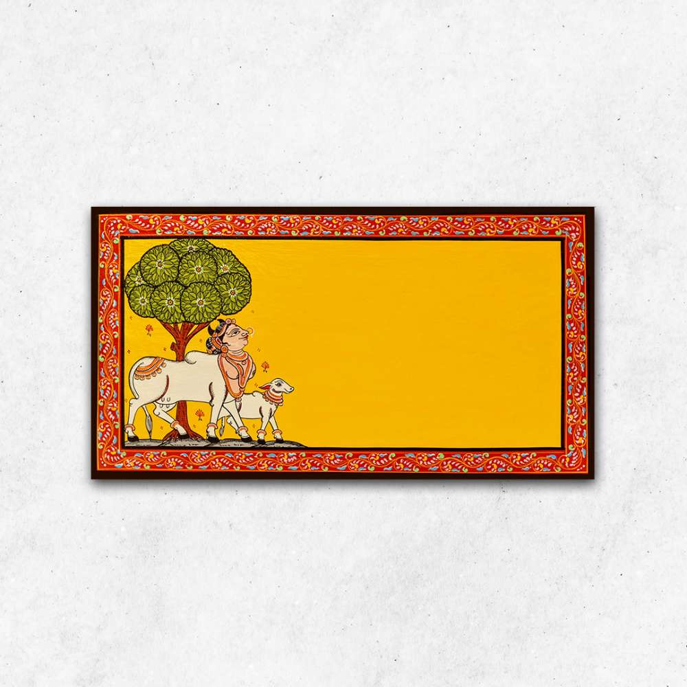Hand-painted Pattachitra Kamdhenu Wall Plate by Maavni
