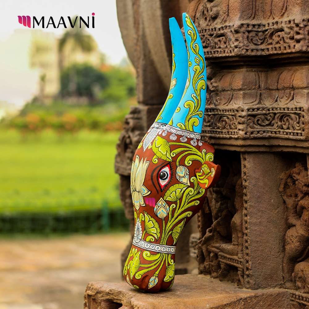 Hand-painted Pattachitra Cow Head And Decor by Maavni