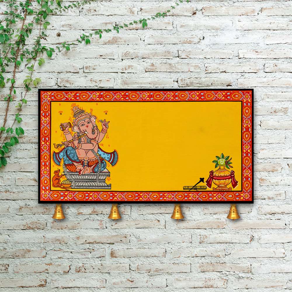 Hand-painted Pattachitra Ganesha With Kalash Wall Plate by Maavni