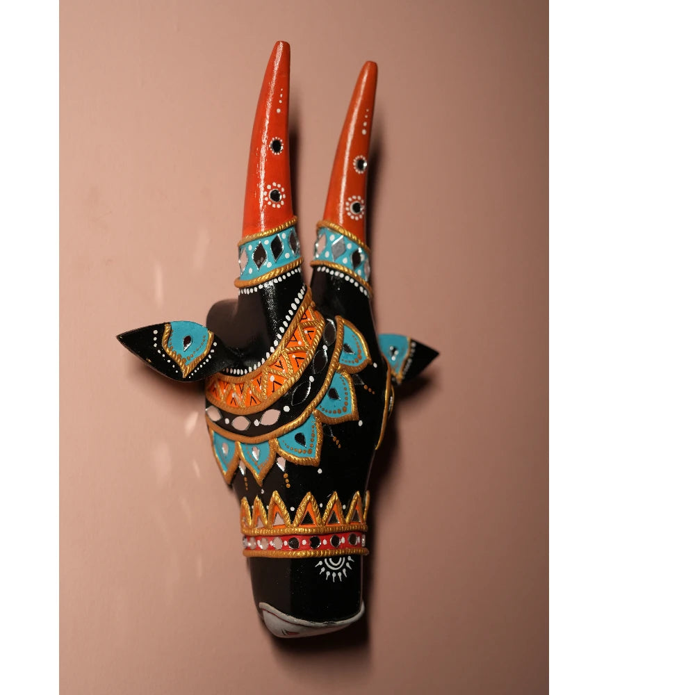 Hand-painted Pattachitra Cow Head Bright Hand Painted D Cor Painting gallery image by Maavni