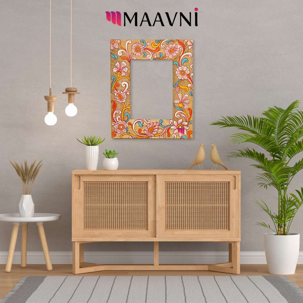 Hand-painted Pattachitra Floral Photo Frame Decor gallery image by Maavni