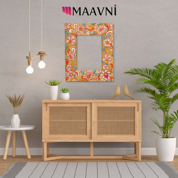 Hand-painted Pattachitra Floral Photo Frame Decor gallery image by Maavni