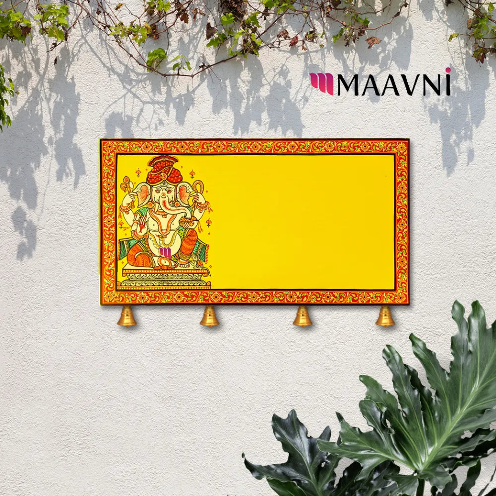 Hand-painted Pattachitra Ganesha Wall Plate gallery image by Maavni