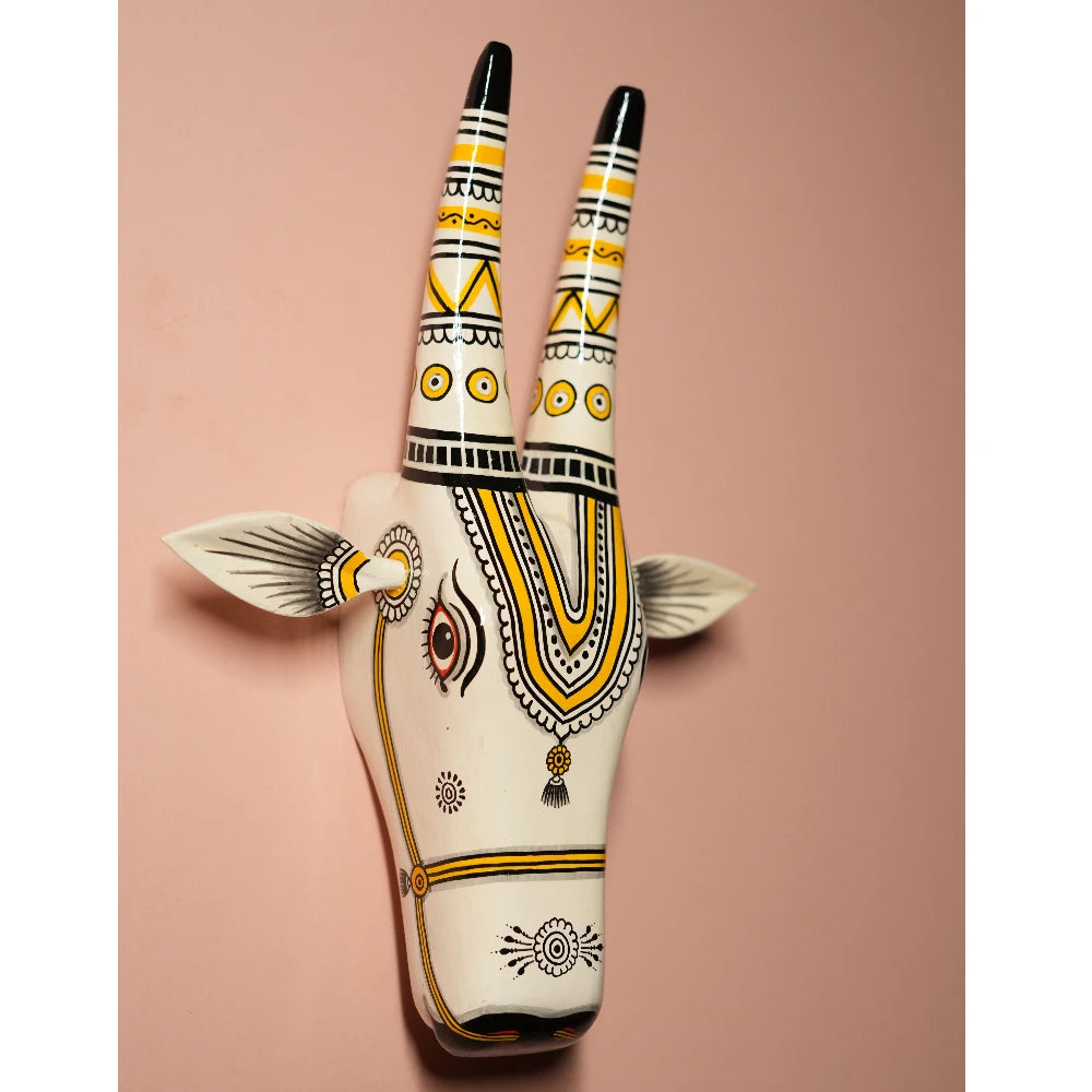 Hand-painted Pattachitra Cow Head Off Hand Painted D Cor Painting gallery image by Maavni