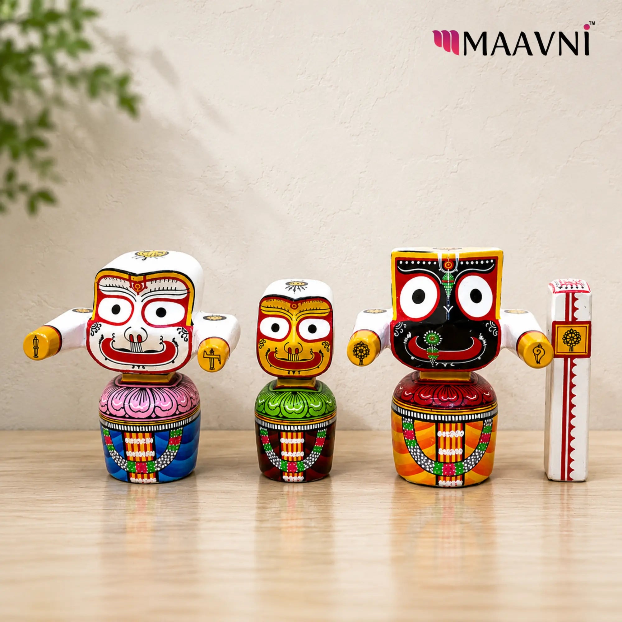 Handcrafted Chaturdha Murti Set | Jagannath, Balabhadra, Subhadra & Sudarshan | Hand-Painted Odisha Art