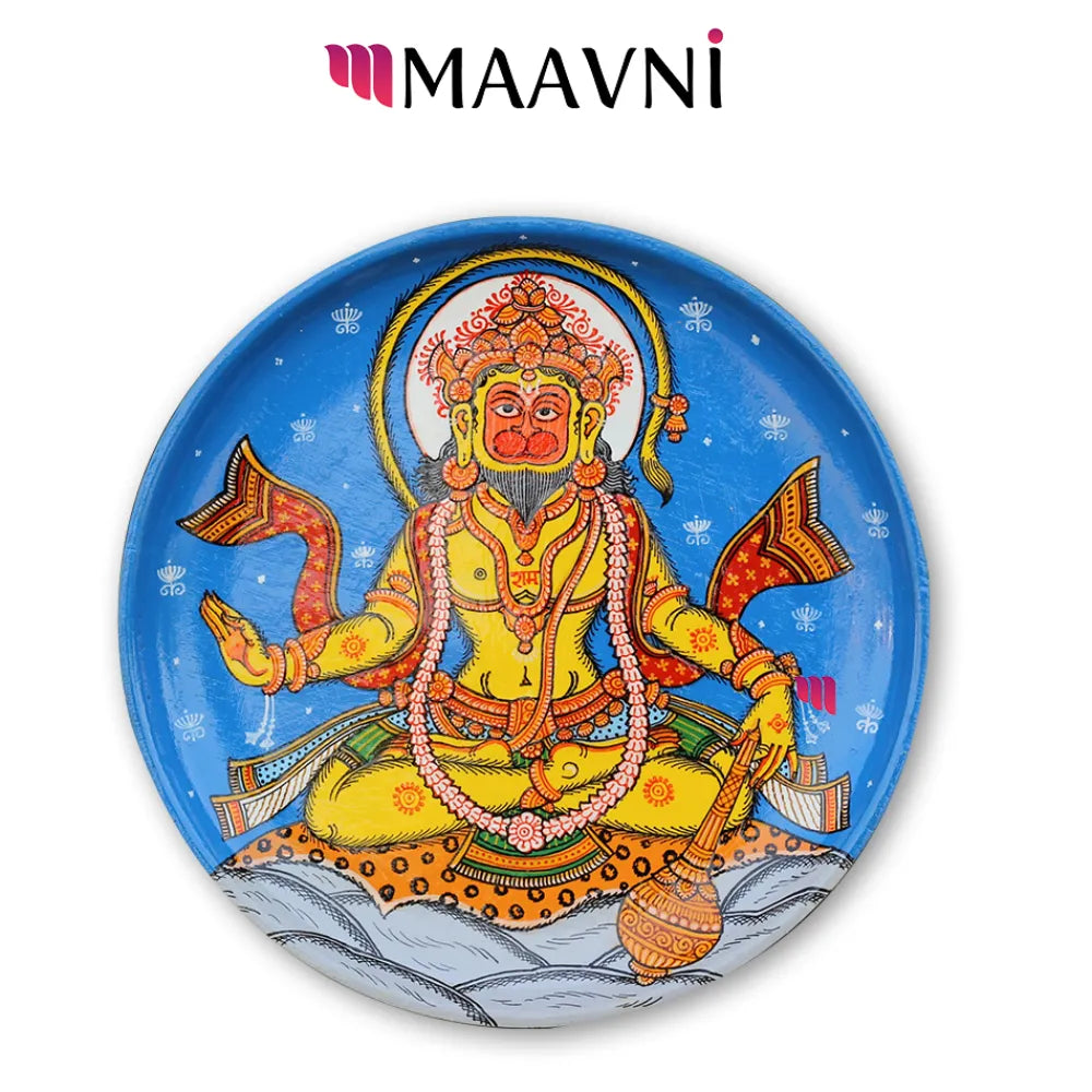 Hand-painted Pattachitra Hanuman Wall Plate by Maavni