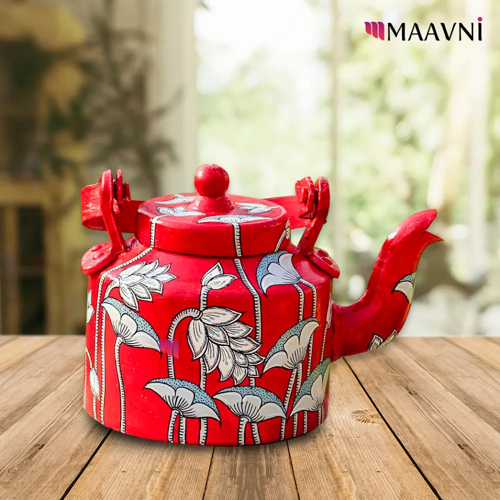 Hand-painted Pattachitra Lotus Theme Kettle gallery image by Maavni