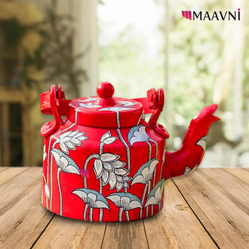 Hand-painted Pattachitra Lotus Theme Kettle gallery image by Maavni