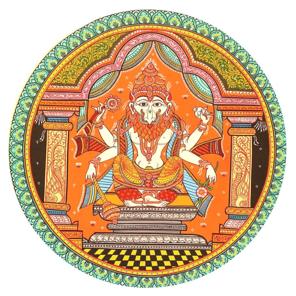 Hand-painted Pattachitra Lord Narsimha Wall Plate by Maavni