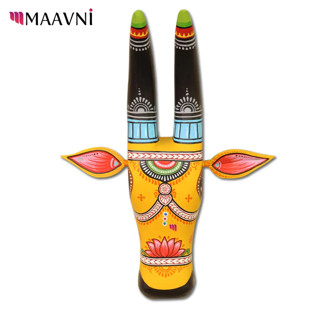 Hand-painted Pattachitra Floral Cowhead Decor by Maavni