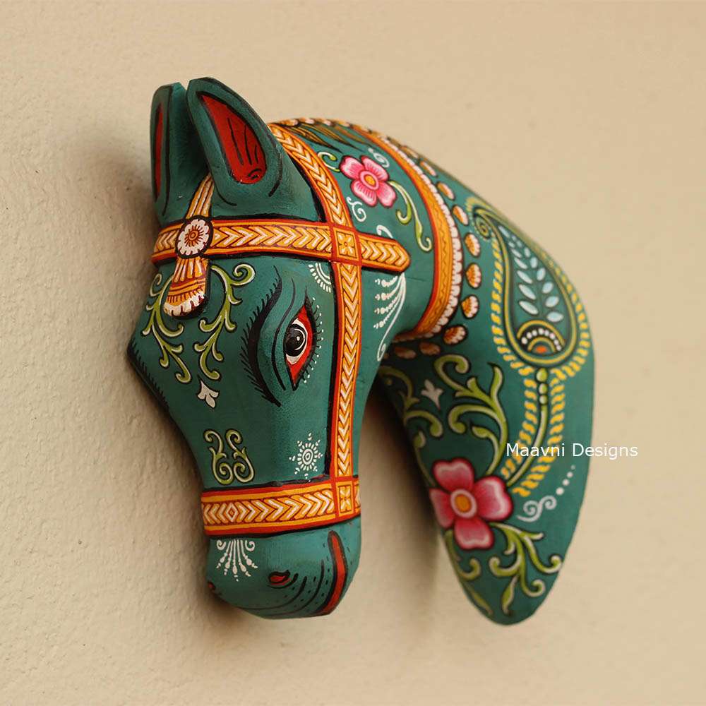 Hand-painted Pattachitra Horse Head Painting by Maavni