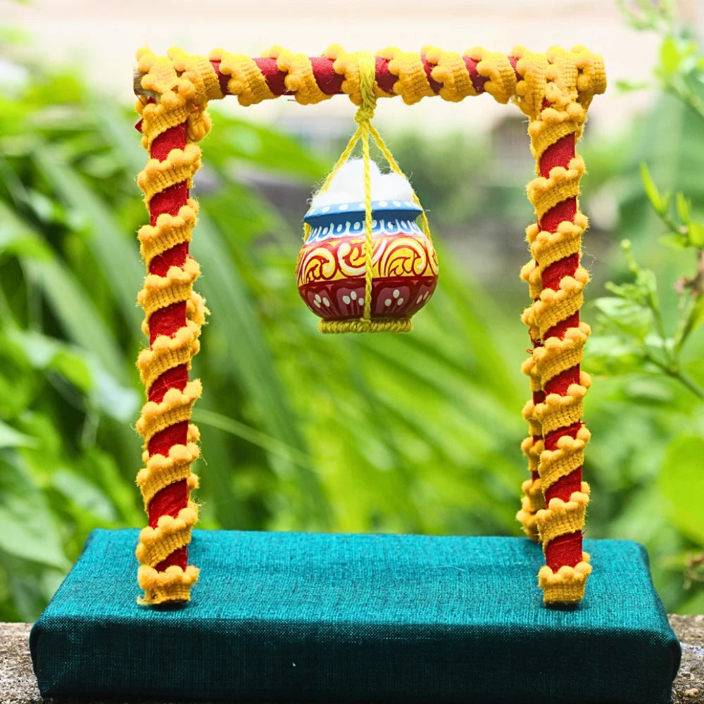 Hand-painted Pattachitra Makhan Matki Hanging Festive Decor by Maavni